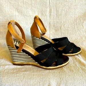 Sperry Women's Wedge Open Toe Sandal Leather Straps - size 7